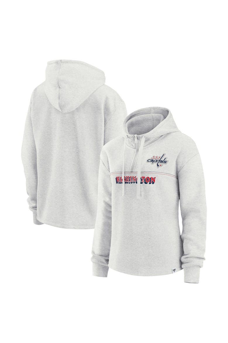Women's Fanatics Branded Ash Washington Capitals True Classics Legacy Quarter-Zip Hoodie, Main, color, Ash
