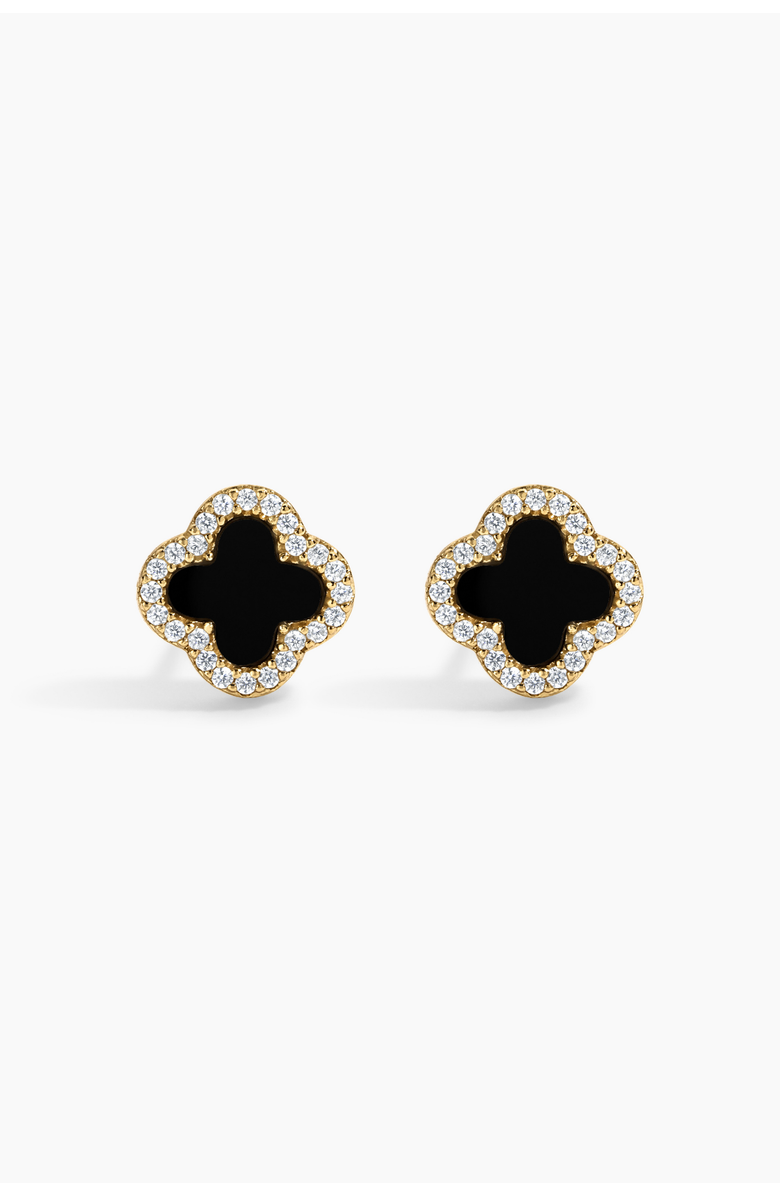 Electric Picks Black Icon Clover Studs, Main, color, Gold
