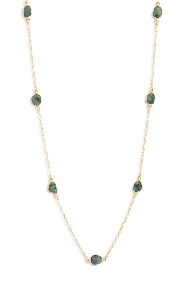 Kiara by Ki-Ele Emerald Station Long Necklace, Main, color,