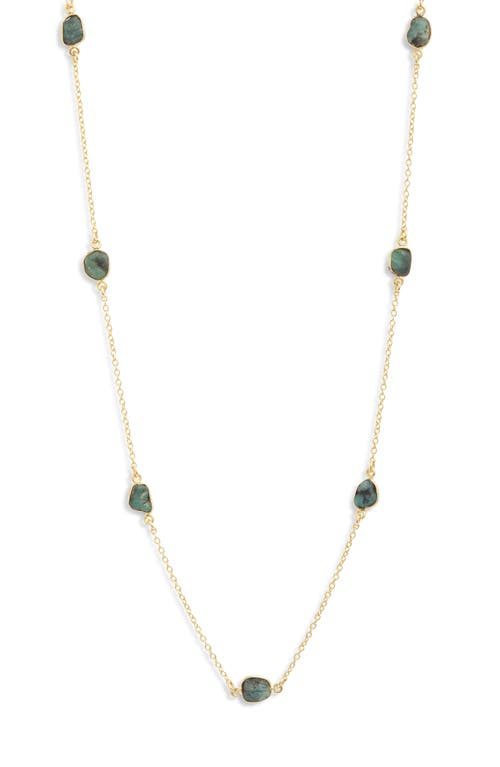 Kiara by Ki-Ele Emerald Station Long Necklace in Green/gold  product