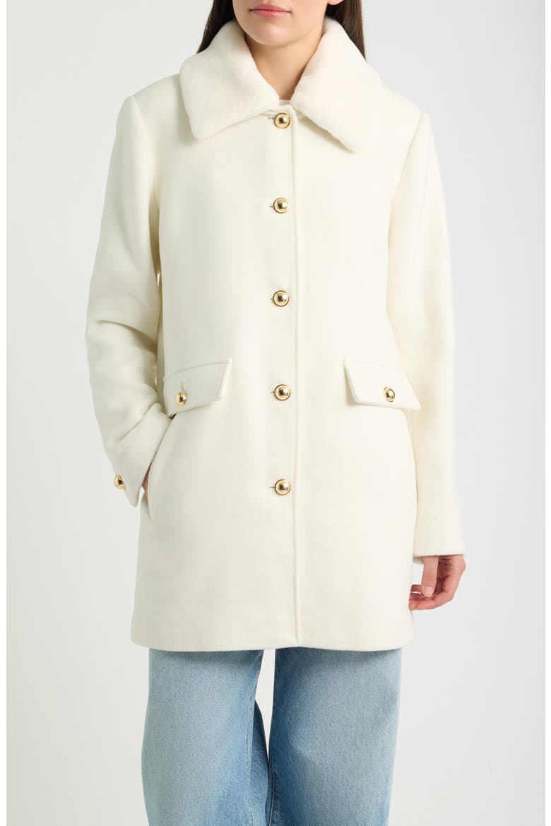 Jacket with Faux Fur Collar, Main, color, VANILA ICE