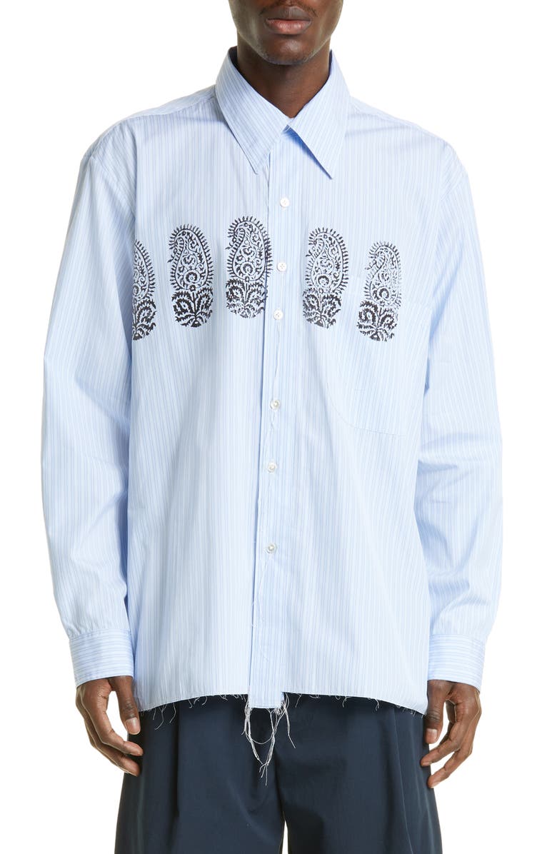 Camiel Fortgens Block Print Oversize Cotton Button-Up Shirt