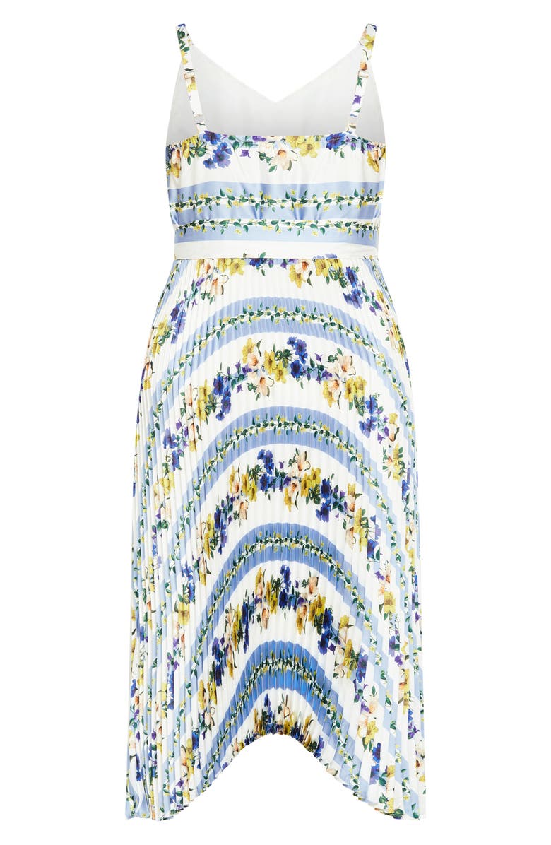 City Chic Amelia Floral Pleated Handkerchief Hem Dress, Alternate, color, Garden Party