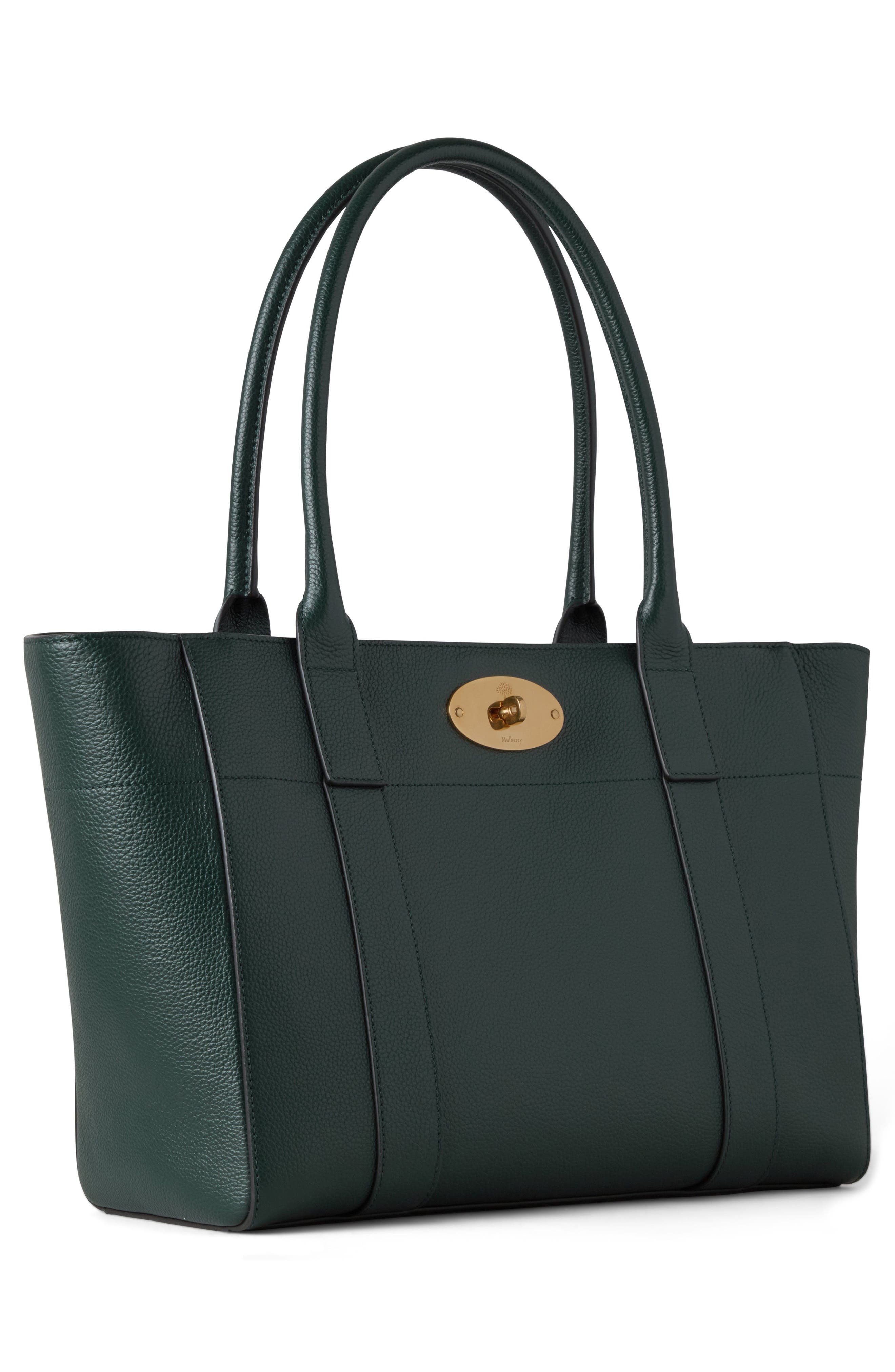 Bayswater 9 to 5 Leather Zip Tote, Alternate, color, MULBERRY GREEN