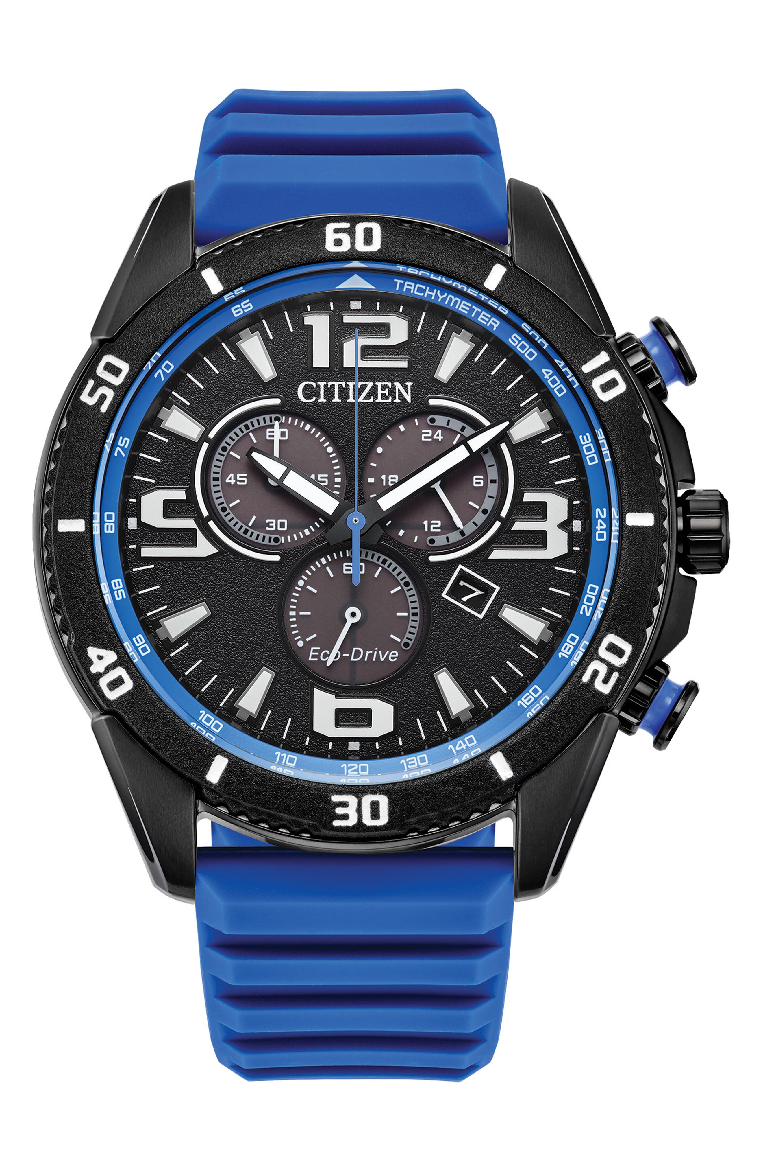 Eco-Drive Chronograph Silicone Strap Watch
