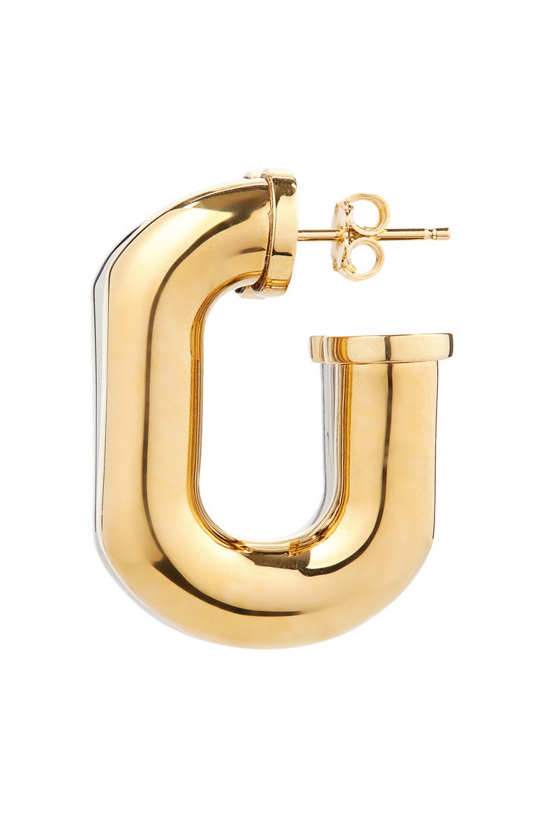 XL Link Two-Tone Hoop Earrings, Alternate, color, GOLD / SILVER