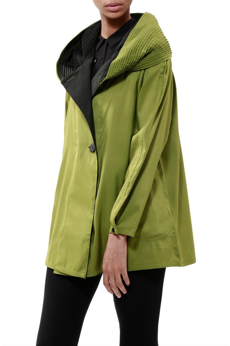 Mini Donatella Reversible Hooded Raincoat, Alternate, color, GREEN BLACK