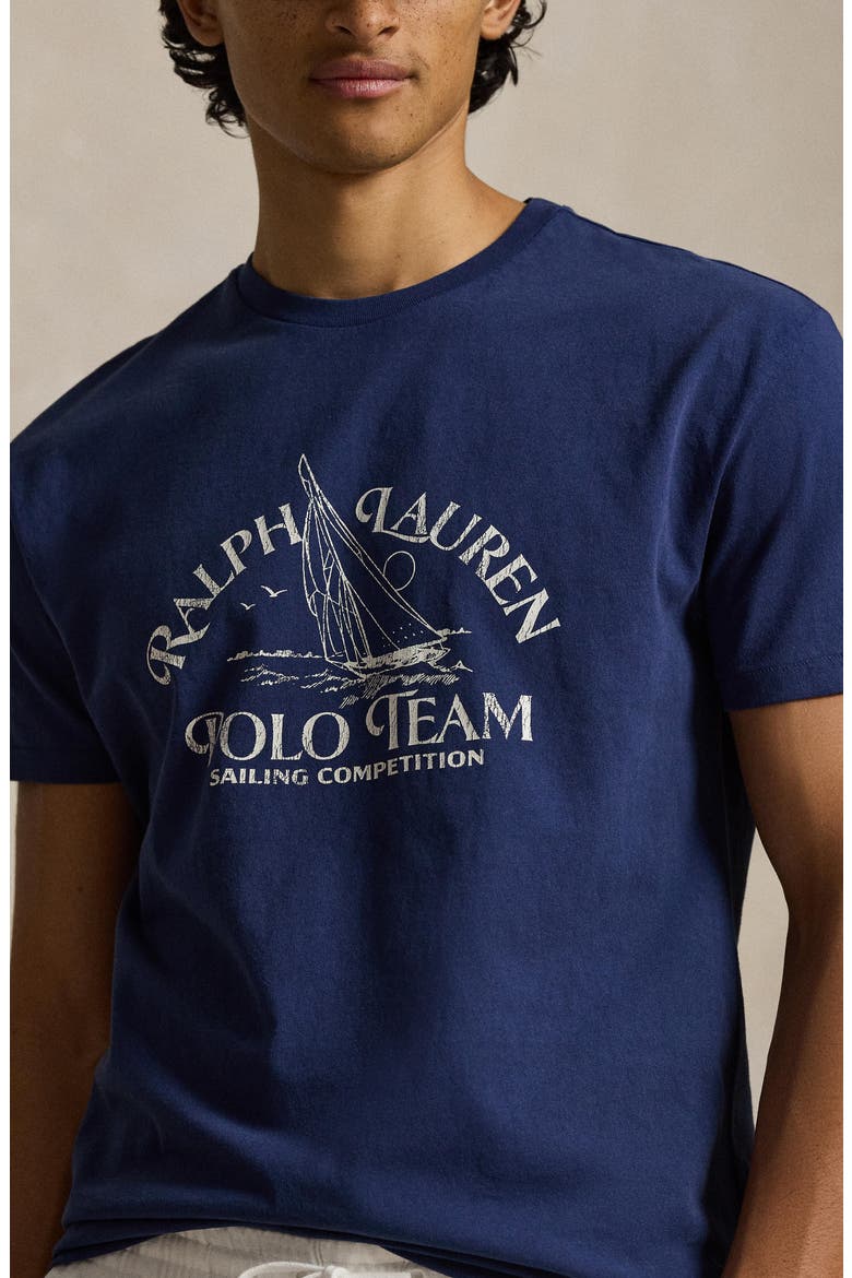 Classic Fit Polo Team Cotton Graphic T-Shirt, Alternate, color, DARK COBALT