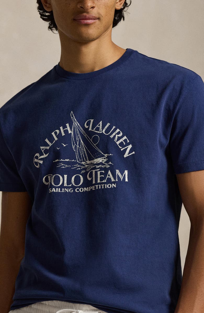 Polo Ralph Lauren Classic Fit Polo Team Cotton Graphic T-Shirt, Alternate, color, Dark Cobalt