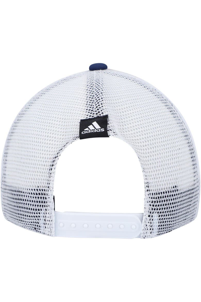 Women's adidas Blue/White Washington Capitals Graphic Foam Trucker Snapback Hat, Alternate, color, Blue