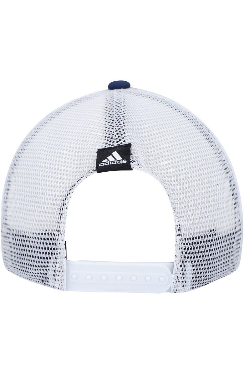 adidas Women's adidas Blue/White Washington Capitals Graphic Foam Trucker Snapback Hat, Alternate, color, 