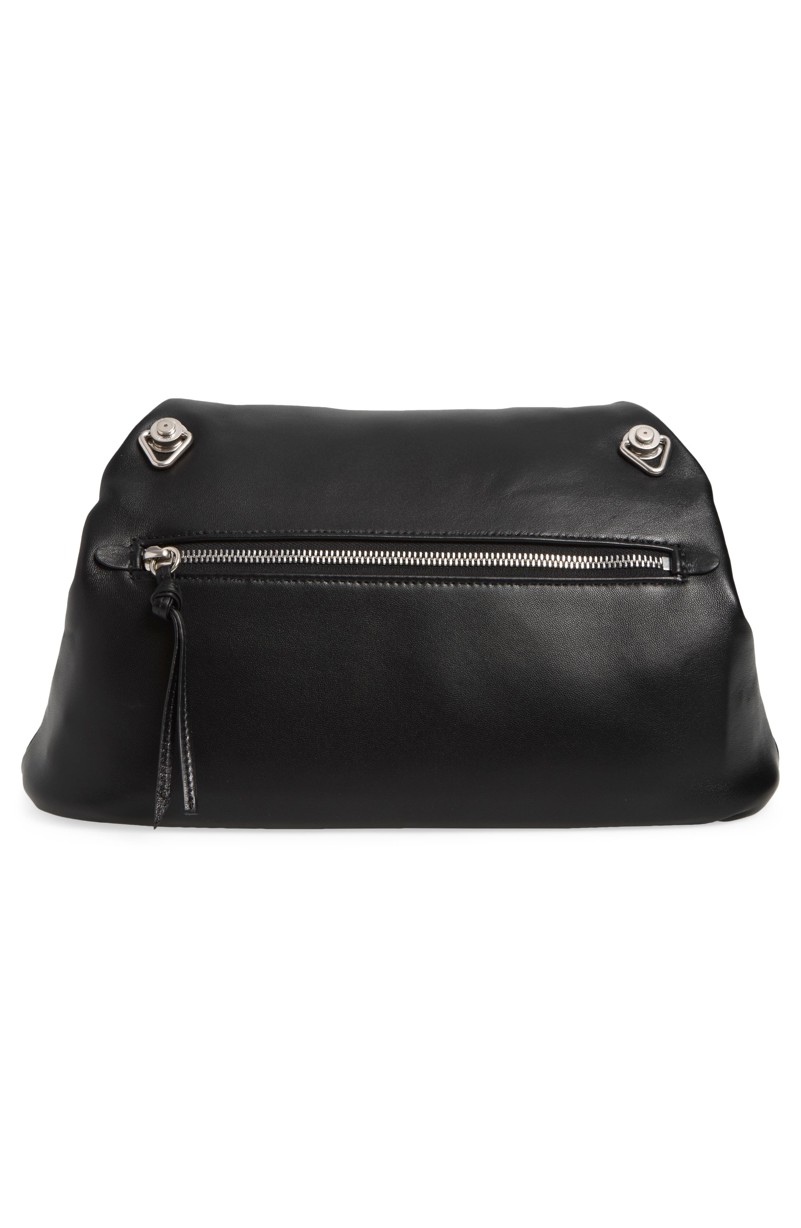 Link Small Leather Shoulder Bag, Alternate, color, BLACK