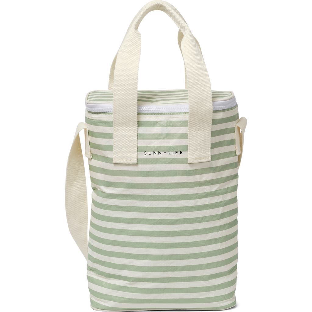 Sunnylife Light Drinks Cooler Bag In La Palma Sage Stripe