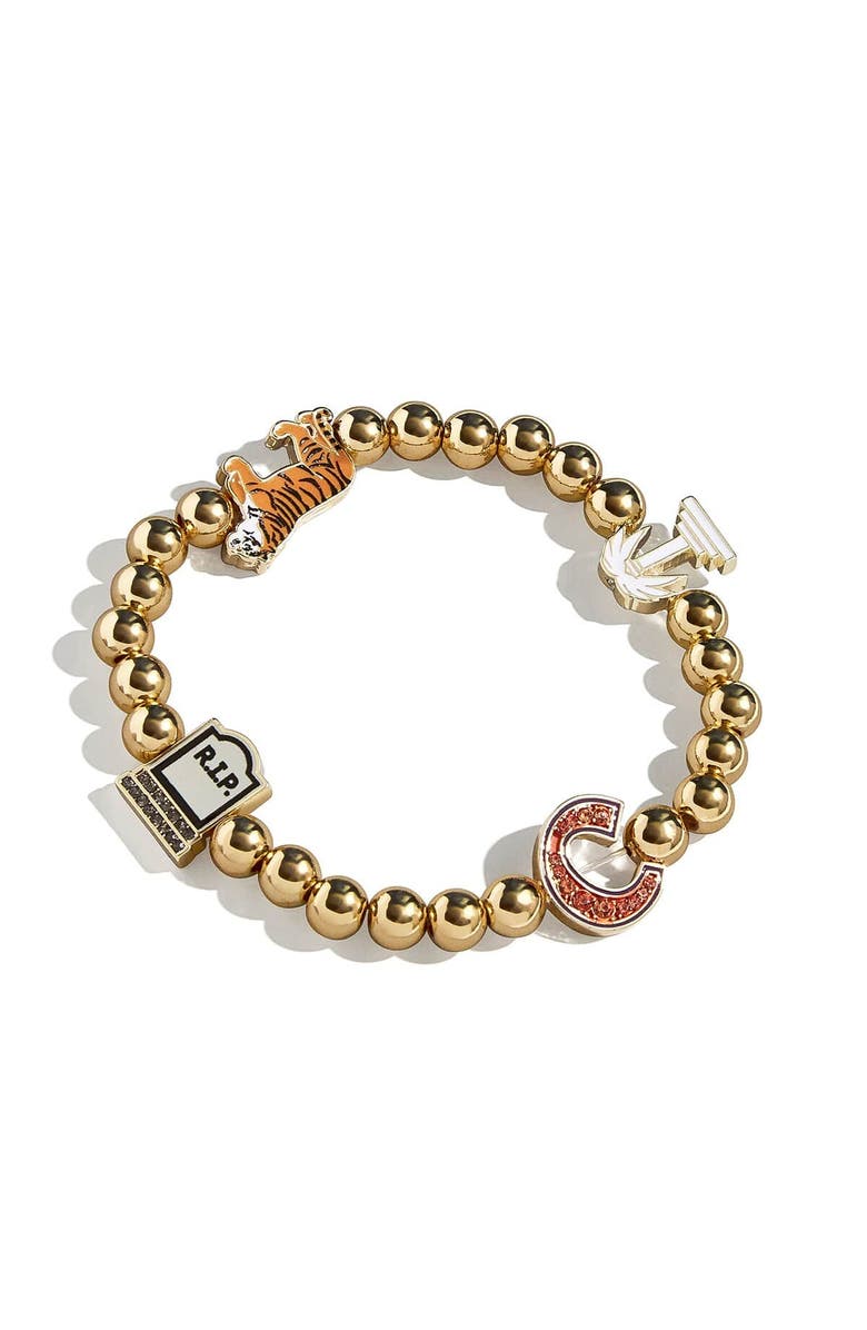 BaubleBar Clemson Tigers Mixed Icon Pisa Bracelet, Main, color, Gold