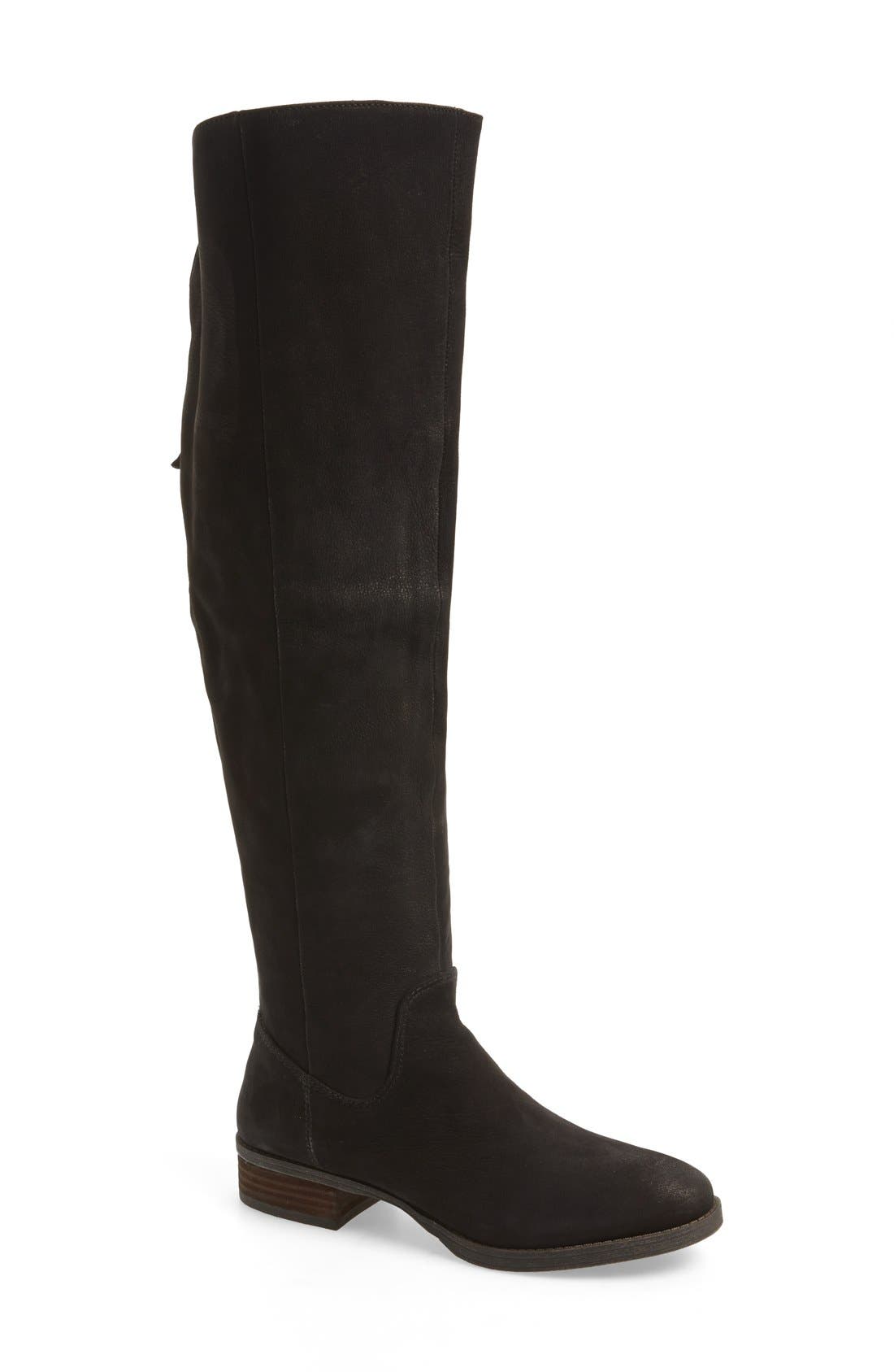 'Andie' Over the Knee Boot, Main, color, BLACK NUBUCK LEATHER