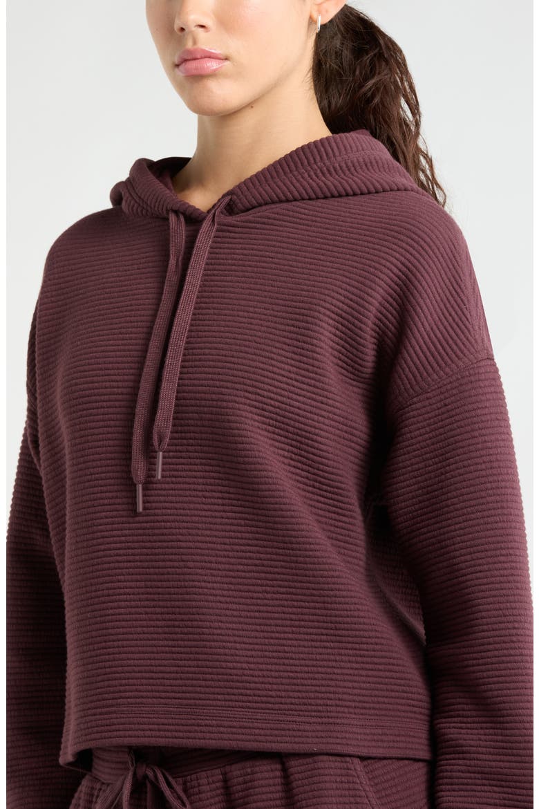 Ottoman Cotton Blend Ribbed Hoodie, Alternate, color, BURGUNDY FUDGE