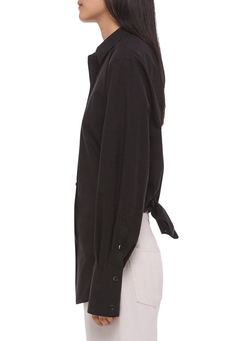 Open Tie Back Cotton Shirt, Alternate, color, BLACK