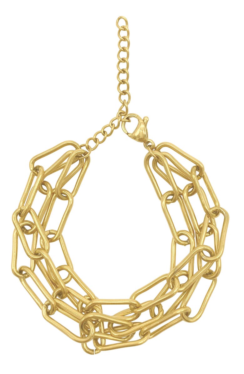 Adornia Paper Clip Chain Layered Bracelet, Main, color, 