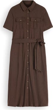 Boden Mavis Belted Jersey Midi Shirtdress
