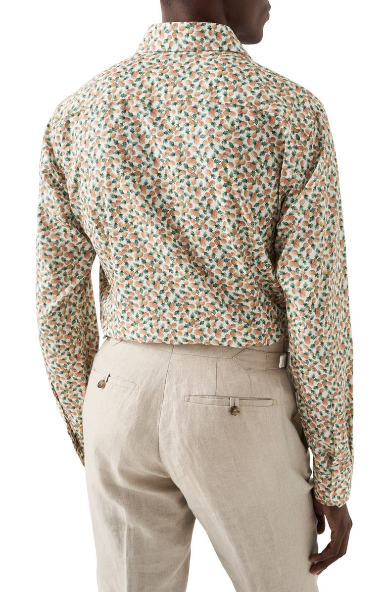 Eton Contemporary Fit Pineapple Stretch Cotton Dress Shirt, Alternate, color, Orange