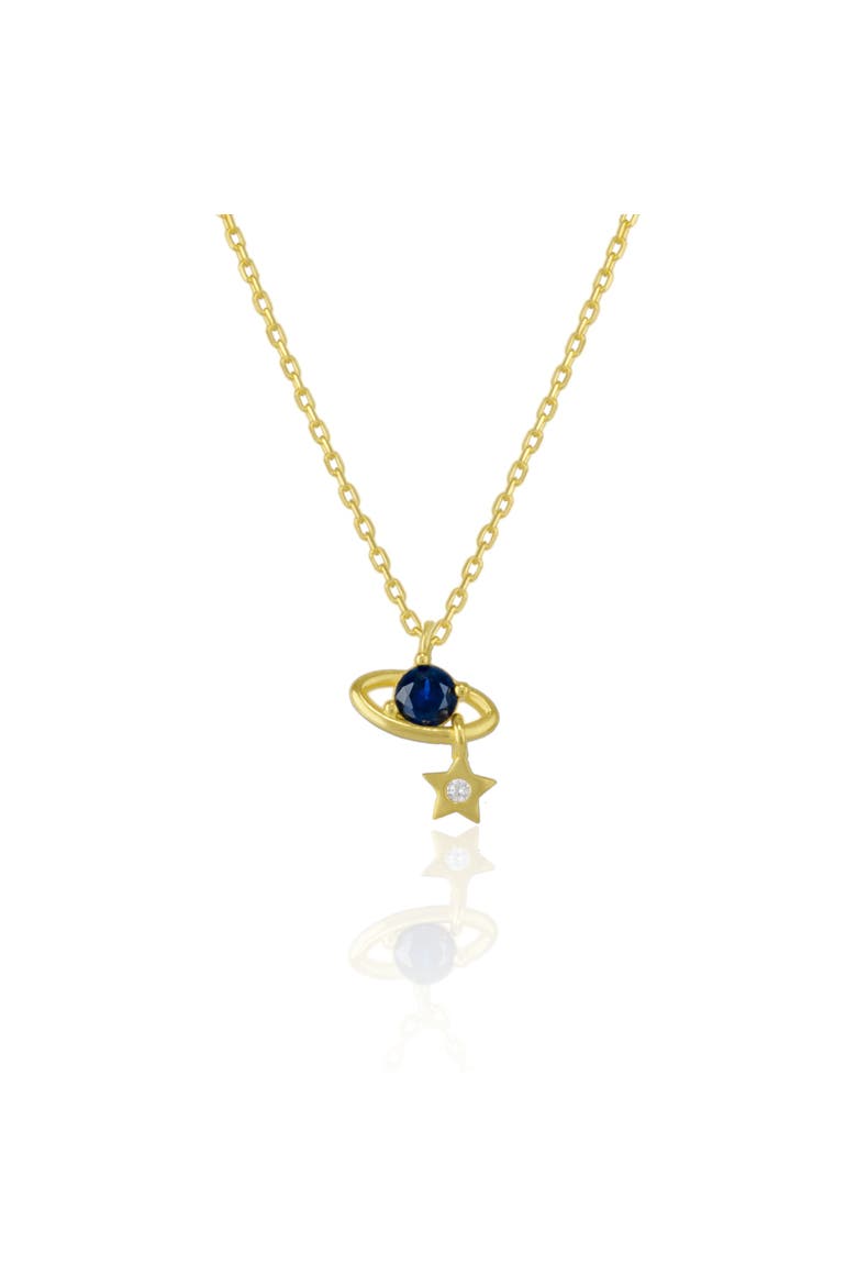 Dark Blue Saturn Necklace With Star Sterling Silver, Main, color, Gold