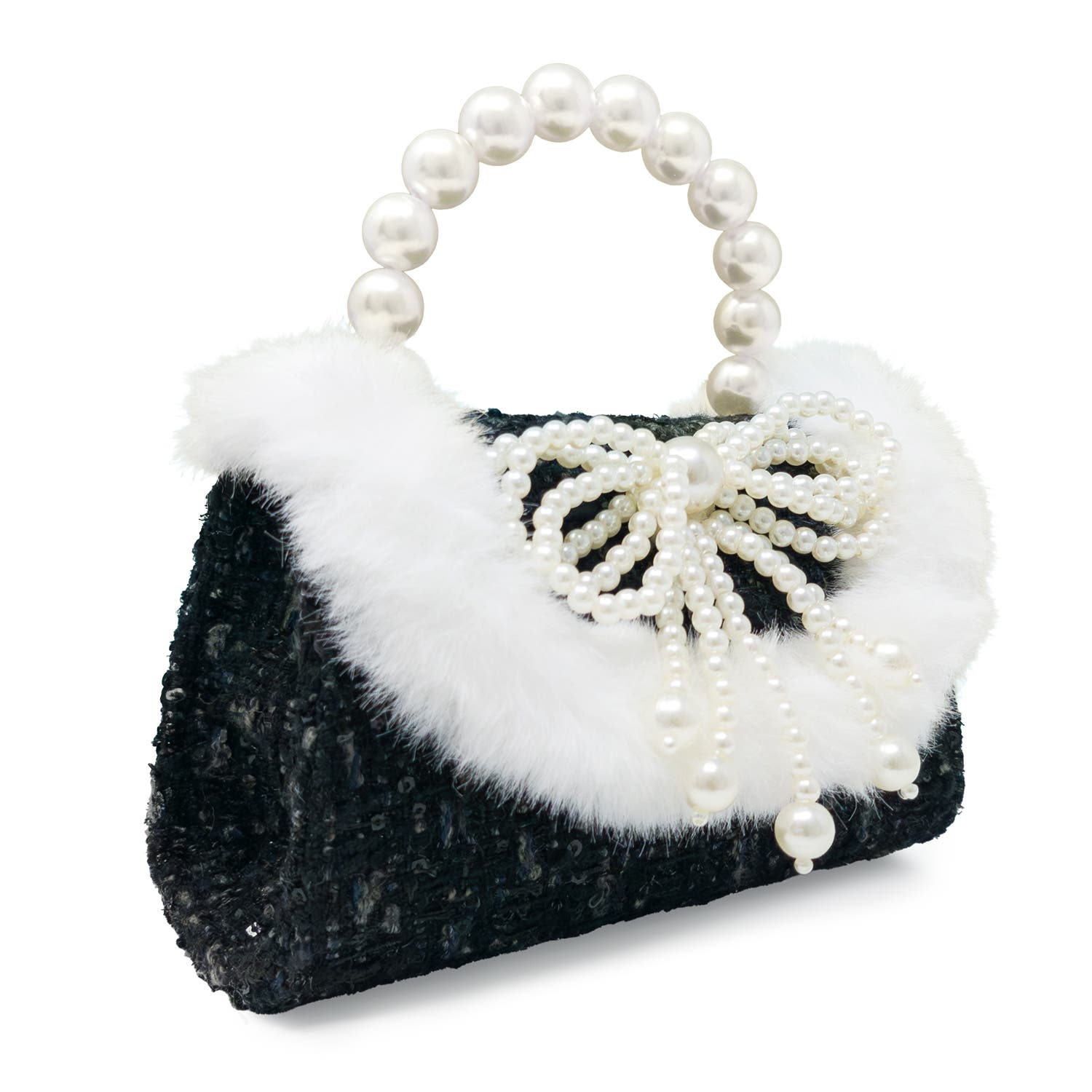 Puttisu Handbag - Pearl Ribbon, Alternate, color, Noir Tweed