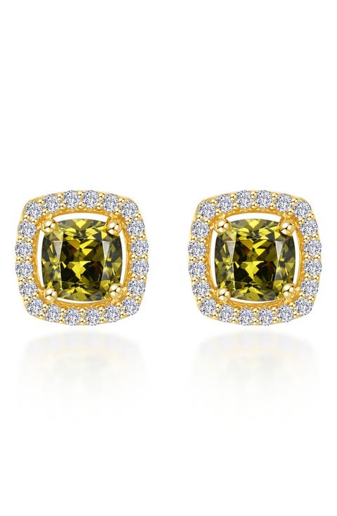 Cushion Halo Stud Earrings