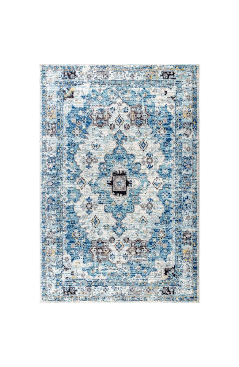 JONATHAN Y Modern Persian Boho Vintage Medallion Area Rug, Main, color, Cream/Blue