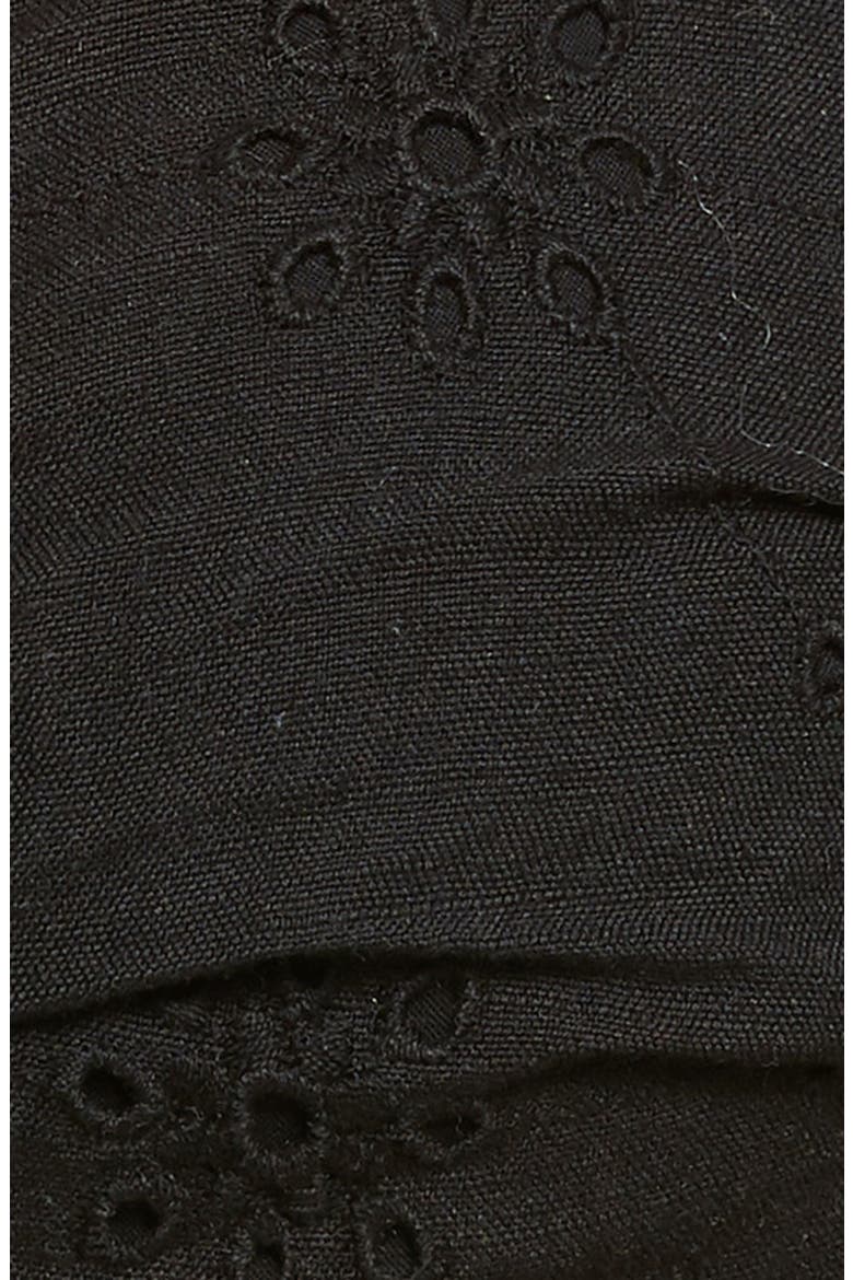 Broderie Anglaise Tie Front Bandeau Top, Alternate, color, BLACK