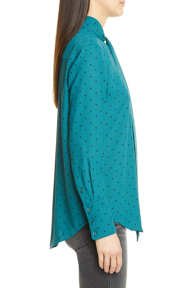Luis Tie Neck Dot Blouse, Alternate, color, ATLANTIC DEEP/ TRUE BLACK