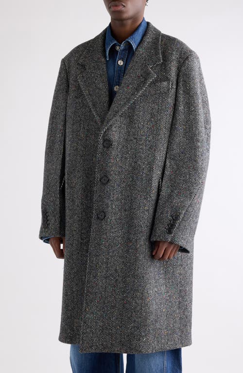 Givenchy Oversize Wool Blend Herringbone Overcoat In Gray