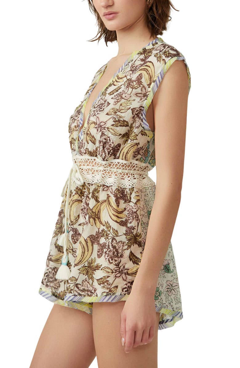 Free People Watching Waves Crochet Romper, Alternate, color, 