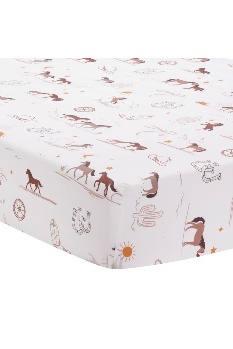Country Western Breathable 100% Cotton Fitted Crib/Toddler Sheet, Main, color, Tan