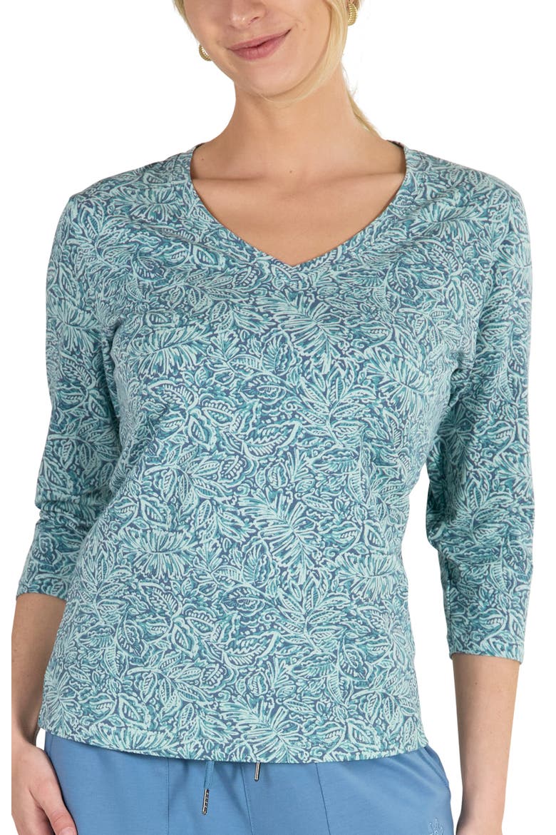 3/4 Sleeve V-Neck R&R Tee, Alternate, color, Twilight Flora
