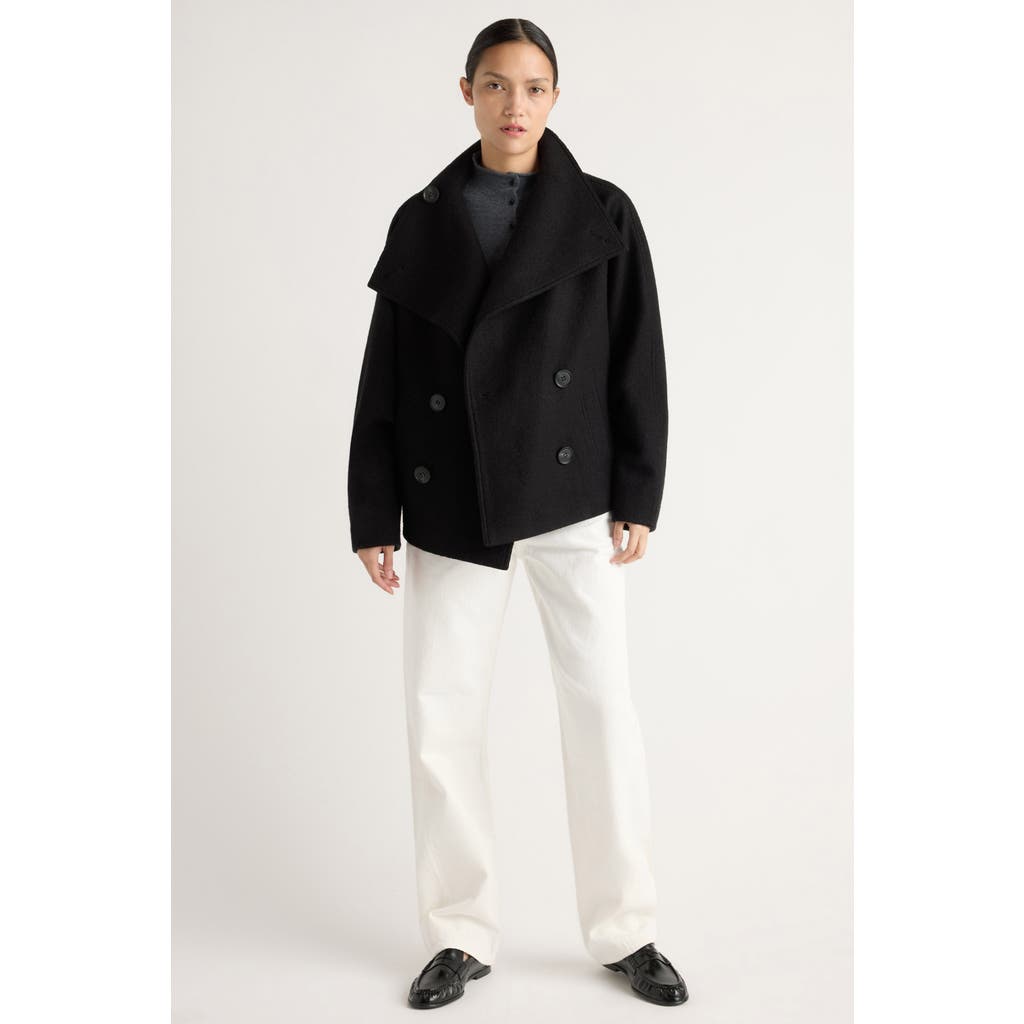 Modern Citizen Vashti Wool-blend Collared Peacoat In Black