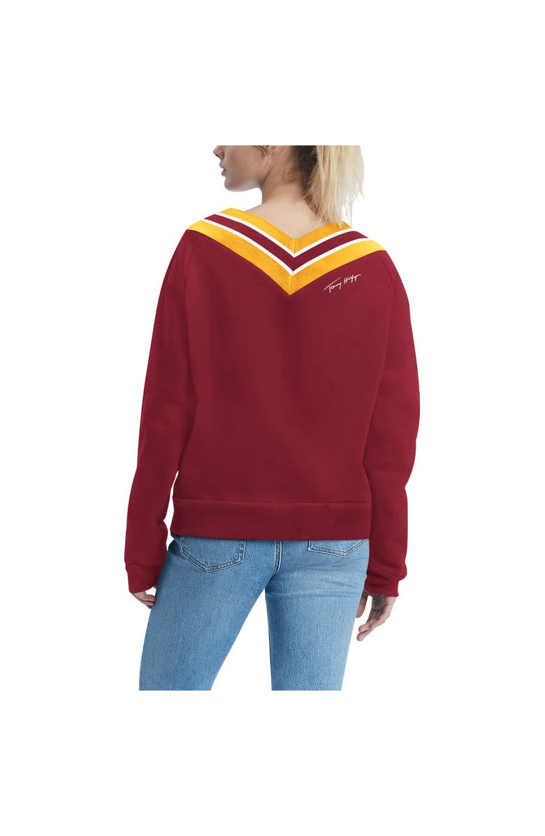 Tommy Hilfiger Women's Tommy Hilfiger Burgundy Washington Commanders Heidi V-Neck Pullover Sweatshirt, Alternate, color, 