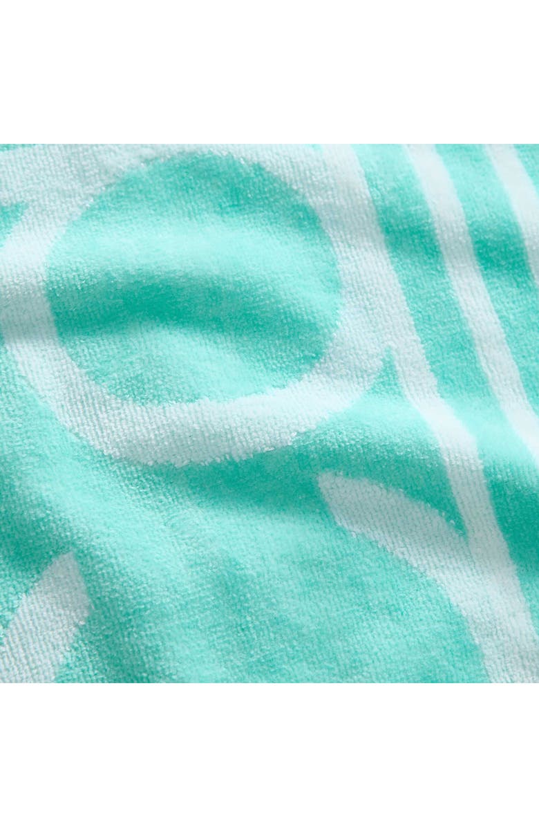 Calvin Klein Pinstripe Logo Beach Towel, Alternate, color, Water Ballet/White