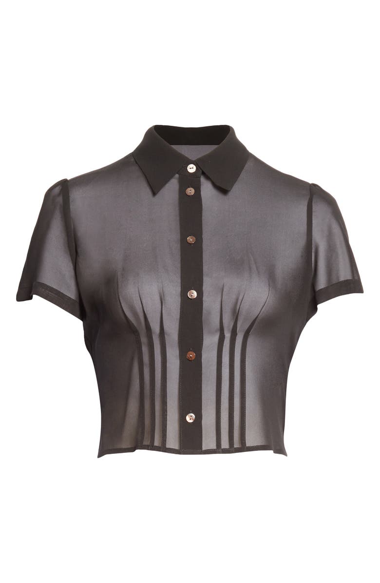 Club Monaco Short Sleeve Silk Blouse, Alternate, color, 