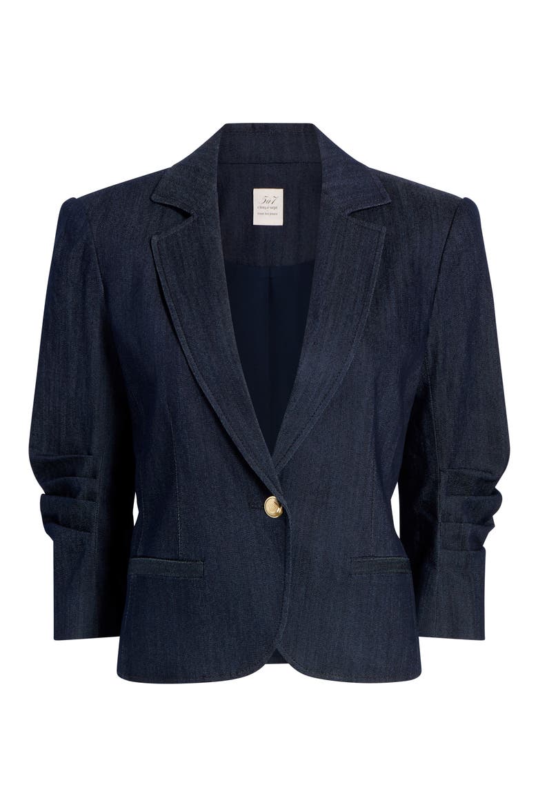 Khloe Crop Denim Blazer, Alternate, color, INDIGO