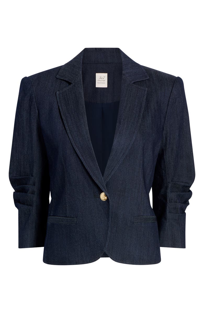 Cinq à Sept Khloe Crop Denim Blazer, Alternate, color, Indigo