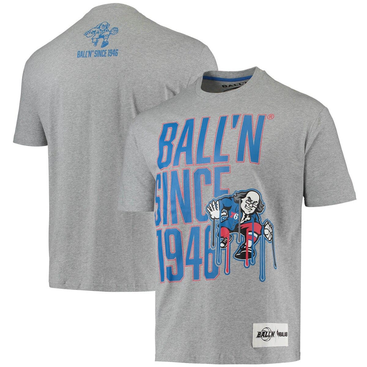 Men's Ball'n Heathered Gray Philadelphia 76ers Since 1946 T-shirt