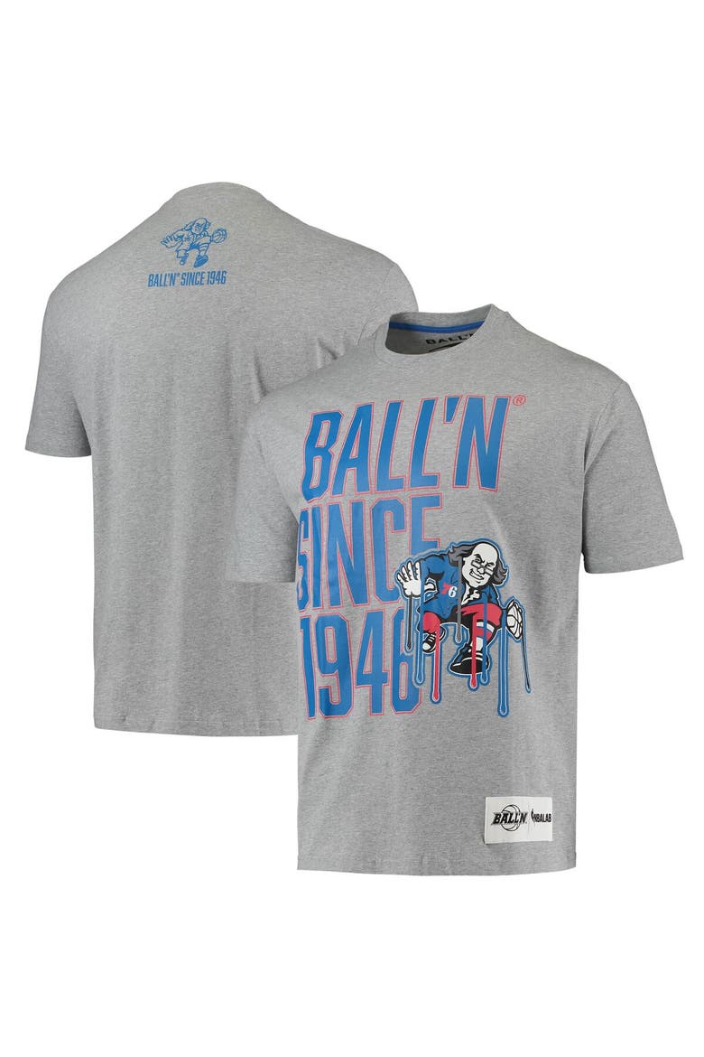 Men's BALL'N Heathered Gray Philadelphia 76ers Since 1946 T-Shirt, Main, color, Heather Gray