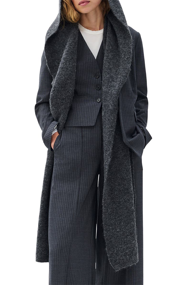 rag & bone Jordyn Hooded Scarf, Main, color, Charcoal