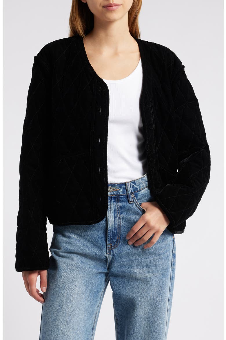 Kiko Quilted Velvet Jacket, Main, color, BLACK VELVET