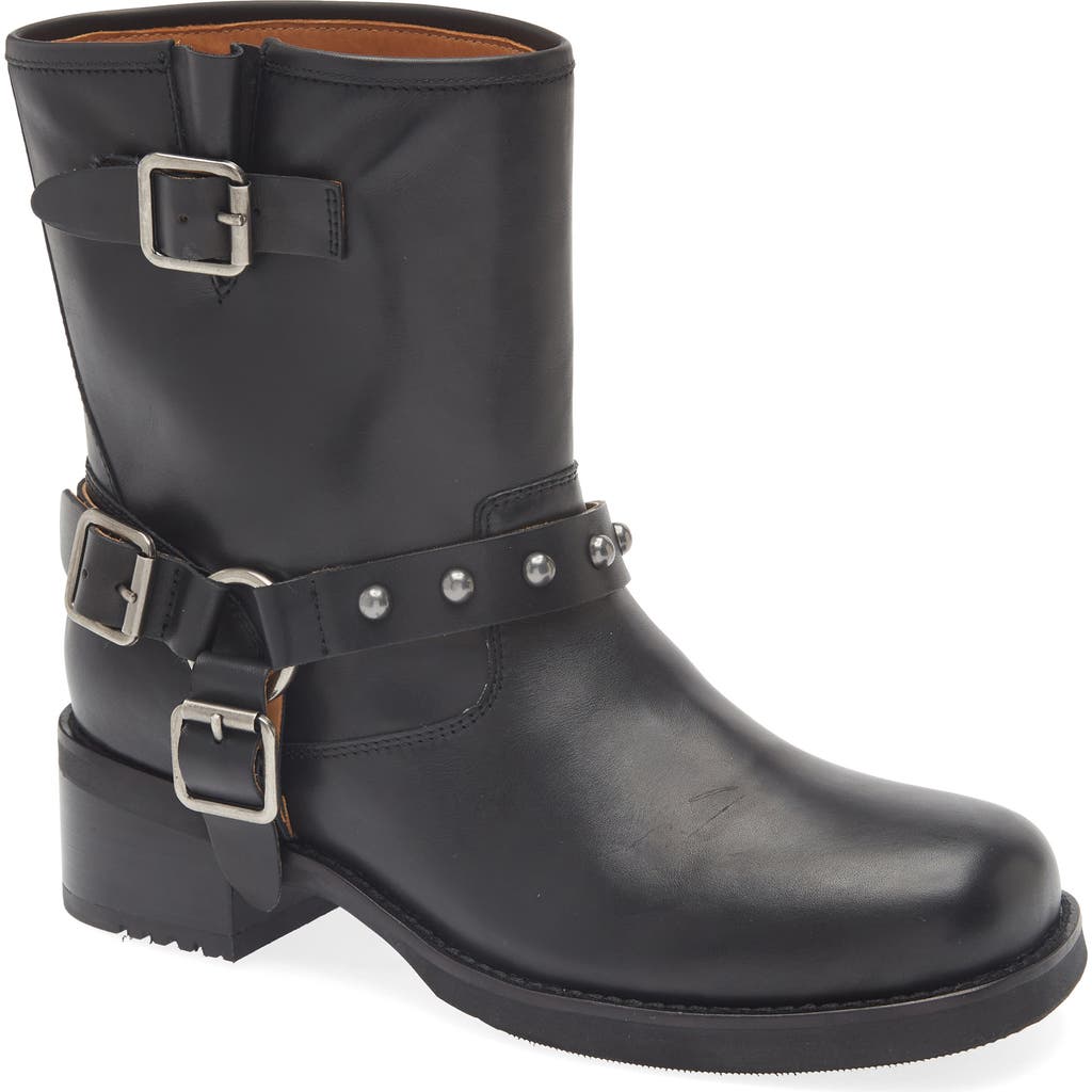 Chocolat Blu Joss Moto Bootie in Black Leather