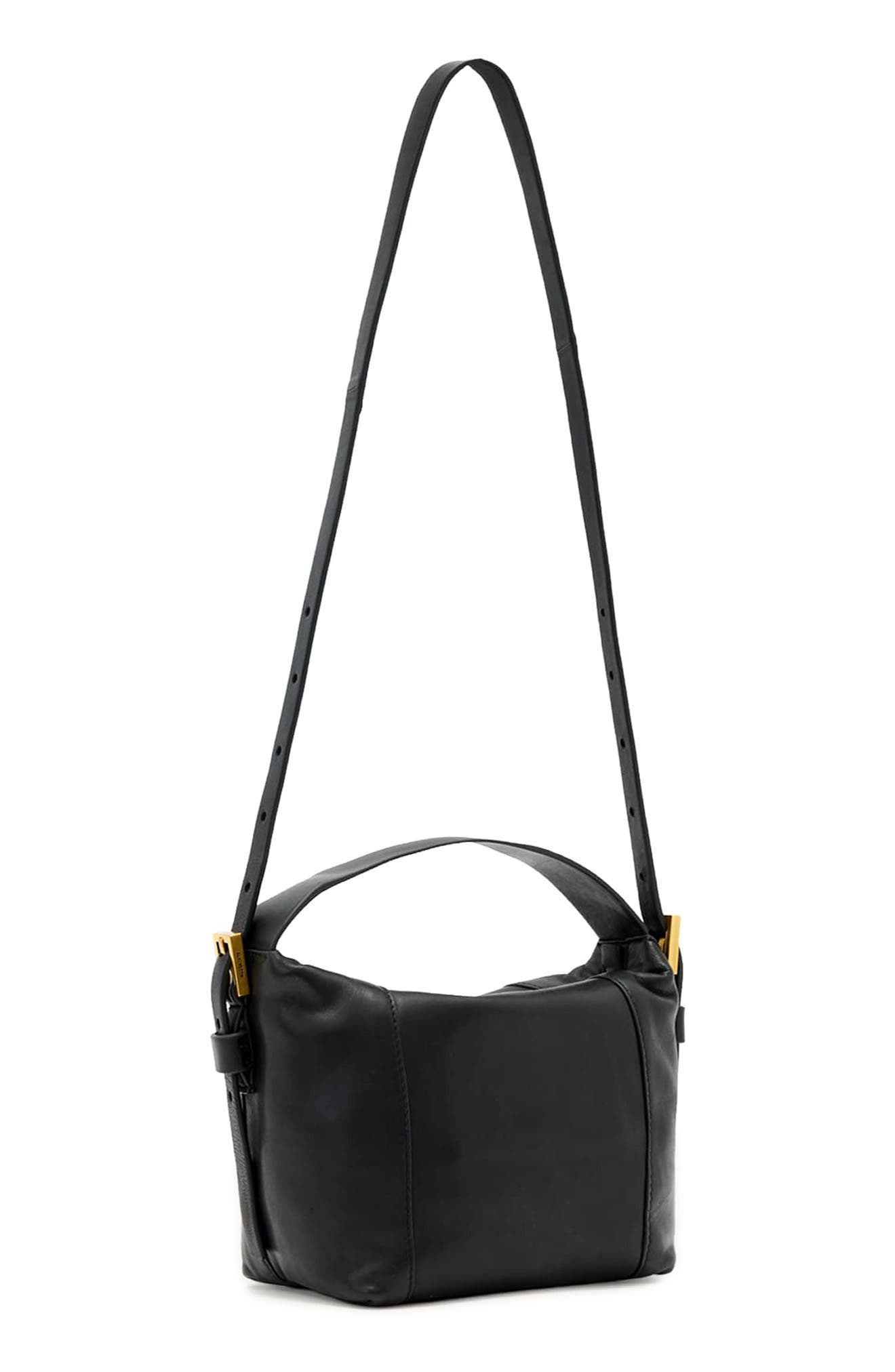 AllSaints Mini Vega Grab Leather Crossbody Bag, Alternate, color, Black