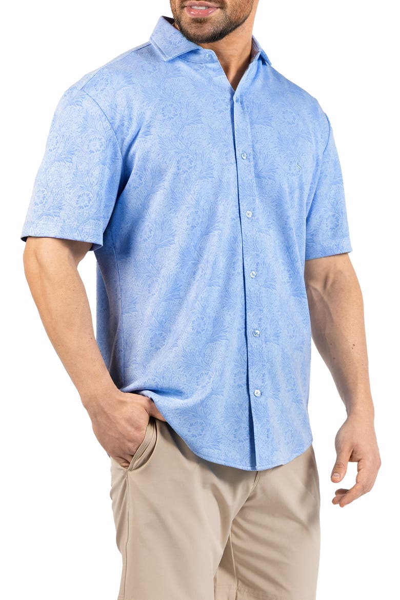 Tropical Short Sleeve Button-Up Shirt, Alternate, color, LIGHT BLUE