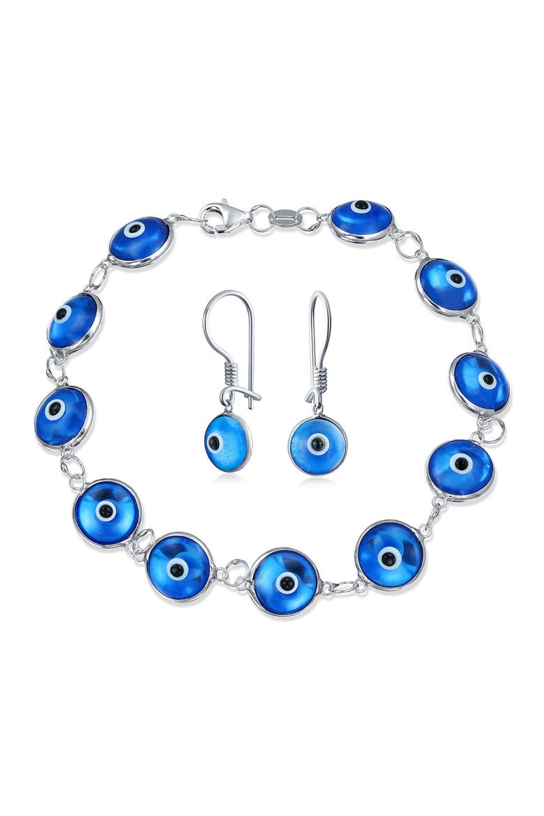 Evil Eye Earrings and Bracelet Set, Main, color, LIGHT BLUE