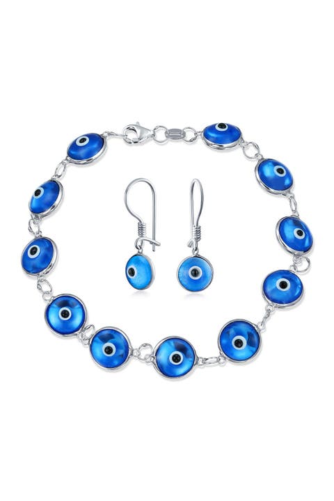Evil Eye Earrings and Bracelet Set
