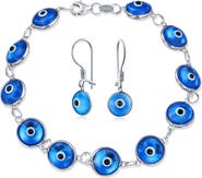 BLING JEWELRY Evil Eye Earrings and Bracelet Set